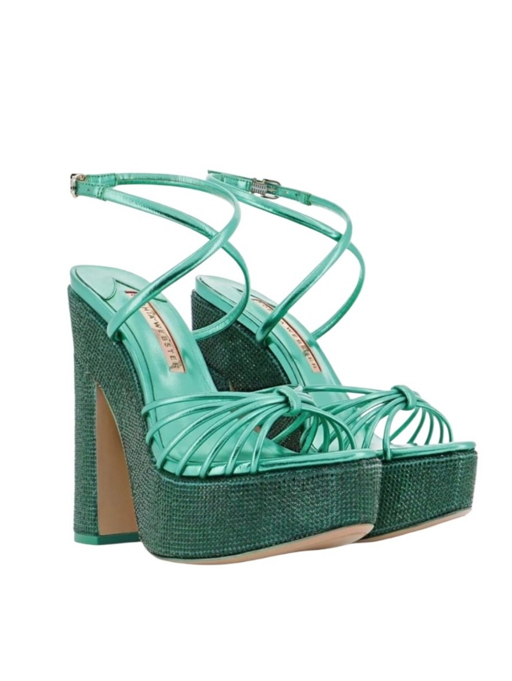 Sophia Webster | Rue Crystal Platform Sandals In Emerald and Crystal Size 9
